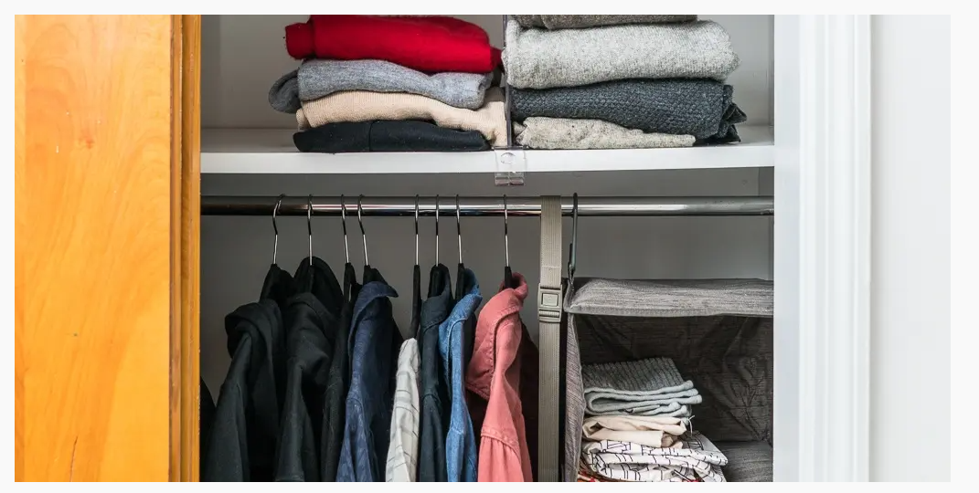Before: Dull organized closet
